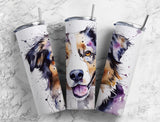 Australian Shepherd Alcohol Ink Effect 20 oz Skinny Tumbler - Unique Pet Lover Gift