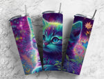 20 oz Skinny Tumbler with Kitty Cat Alcohol Ink Design - Stylish and Unique Drinkware