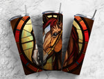 20 oz Skinny Tumbler with Stained Glass Horse Design - Sublimated SG74