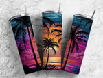 Palm Tree Sunset Ocean 20 oz. Skinny Tumbler wrapdesign5