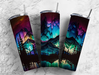 Sky Mountains Alcohol Ink 20 oz Skinny Tumbler - Elegant Colorful Design