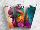 20 oz Skinny Tumbler with Chicken Rooster Alcohol Ink Design - Unique Drinkware