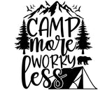 RV Camper Door Sticker - Camp More Worry Less Decal for Outdoor Adventures