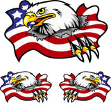 StickerChef American Flag & Eagle Golf Cart Decal Set – 3-Piece Printed Vinyl