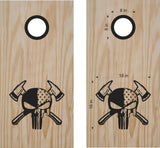 Firefighter Skull Decals for Cornhole Boards - Stars Design Stickers FIRE04