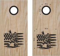 Firefighter Fire Hose Flag Decals for Cornhole Boards - Set of Stickers