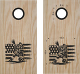 Firefighter Fire Hose Flag Decals for Cornhole Boards - Set of Stickers