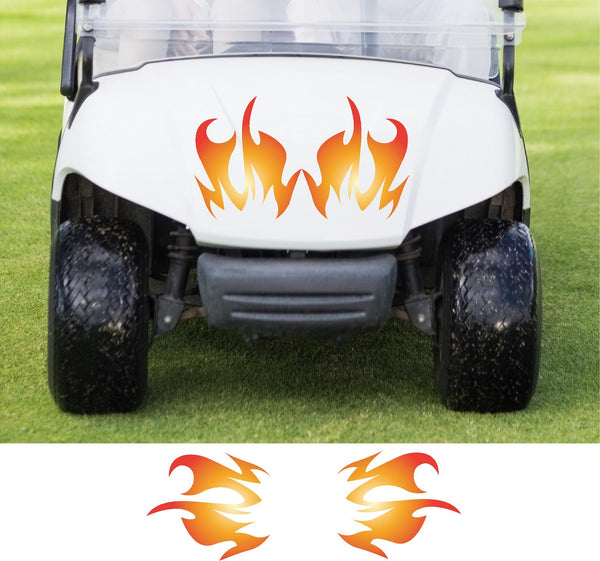 StickerChef Faded Flames Golf Cart Decal Set – 3-Piece Printed Vinyl FL01