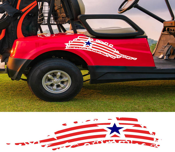 Printed Golf Cart Decal - US Flag Design - Durable 5-Year Outdoor Vinyl GC168