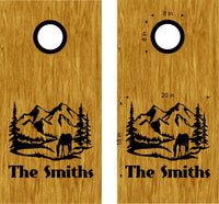 Personalized Equestrian Mountain Cornhole Decals - Family Name Stickers NAT11