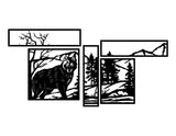 Wolf Forest Wall Panels WPS113 - a wolf in a snowy pine forest with mountains, split across framed panels, matte vinyl wall decal - Sticker Chef