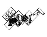 Wolf Diamond Wall Panels WPS115 - a wolf with bare trees, pines and mountains, split across diamond panels, matte vinyl wall decal - Sticker Chef