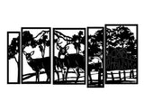 Barn Deer Wall Panels WPS121 - a buck and doe by an old barn and fence, split across tall framed panels, matte vinyl wall decal - Sticker Chef