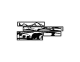 Bear Trail Wall Panels WPS108 - a bear and two cubs on a mountain trail, split across long framed strips, matte vinyl wall decal - Sticker Chef