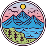 StickerChef Mirrored Mountain Lake Decal Set for RV & Camper - 8" or 15" Sizes