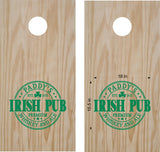 Paddy's Irish Pub Cornhole Board Decals - Set of 2