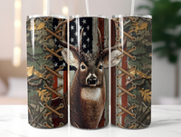 Buck Flag Camo Deer Hunting 20 oz. Skinny Tumbler Sublimated TH002