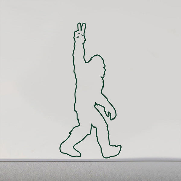 Bigfoot Peace Sign Vinyl Decal - Sasquatch Sticker Multiple Sizes
