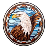 Bald Eagle Window Cling SGC228 - bald eagle portrait printed stained glass window cling - Sticker Chef