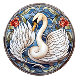 Swan and Roses Cling SGC231 - swan with roses printed stained glass window cling - Sticker Chef