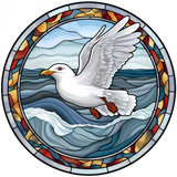 Seagull Flight Window Cling SGC232 - seagull in flight printed stained glass window cling - Sticker Chef