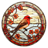 Red Finch Window Cling SGC235 - red finch printed stained glass window cling - Sticker Chef