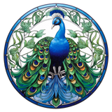 Royal Peacock Window Cling SGC237 - royal peacock printed stained glass window cling - Sticker Chef