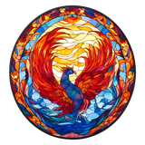 Rising Phoenix Window Cling SGC219 - rising phoenix printed stained glass window cling - Sticker Chef