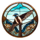 Swallow Stained Glass Cling SGC242 - swallow printed stained glass window cling - Sticker Chef