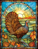 Wild Turkey Window Cling SGC135 - wild turkey printed stained glass window cling - Sticker Chef