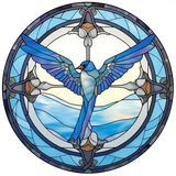 Bluebird Stained Glass Cling SGC247 - bluebird printed stained glass window cling - Sticker Chef