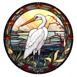 White Egret Window Cling SGC220 - white egret printed stained glass window cling - Sticker Chef