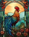 Rooster Stained Glass Cling SGC137 - rooster printed stained glass window cling - Sticker Chef