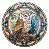 White Owl Window Cling SGC248 - white owl printed stained glass window cling - Sticker Chef