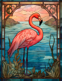 Flamingo Stained Glass Cling SGC138 - pink flamingo printed stained glass window cling - Sticker Chef