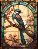 Magpie Stained Glass Cling SGC144 - magpie printed stained glass window cling - Sticker Chef