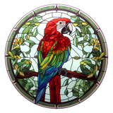 Scarlet Macaw Window Cling SGC222 - scarlet macaw printed stained glass window cling - Sticker Chef