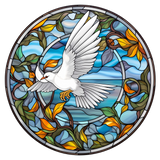 White Dove Window Cling SGC225 - white dove in flight printed stained glass window cling - Sticker Chef