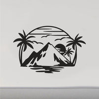 Palm Tree Mountains RV Door Sticker - Camping Decor for Campers and Travelers