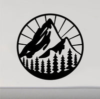 Sun Rays Mountains RV Camper Door Sticker - Camping Decal CF301