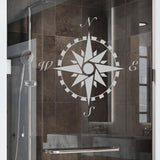 DIY Etched Glass Vinyl Window Film - Compass Rose Privacy Design