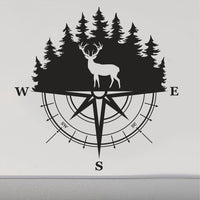 Compass Vinyl Decal with Deer Buck CP03