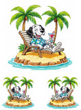 Beach Dalmatian on Island Sticker Set - Golf Cart Decals 8" & 4" 3-Piece