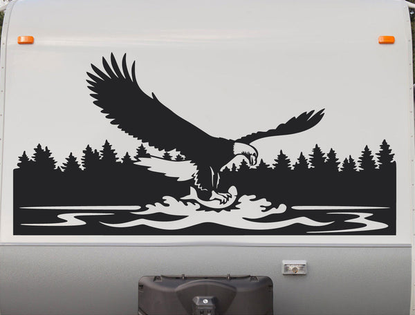 Eagle Catching Fish RV Camper 5th Wheel Motor Home Vinyl Decal Sticker