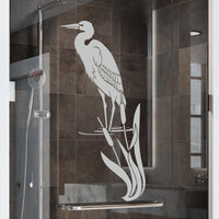 DIY Etched Glass Vinyl Privacy Film for Glass Doors - Egret with Cattails