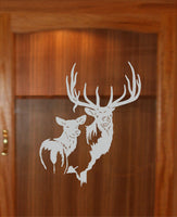 Elk Family Bull Cow DIY Etched Glass Vinyl Gun ELK03