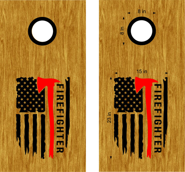 Flag Fireman Firefighter Decals Stickers Cornhole Board FFD02