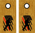 Flag Running Fireman Firefighter Decals Stickers Cornhole Board FFD05