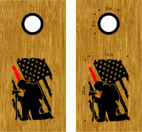 Kneeling Firefighter Vinyl Decals for Cornhole Boards - FFD06