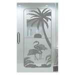 Flamingos & Palm Tree Etched Vinyl Decal for Shower Doors - 24" x 52"